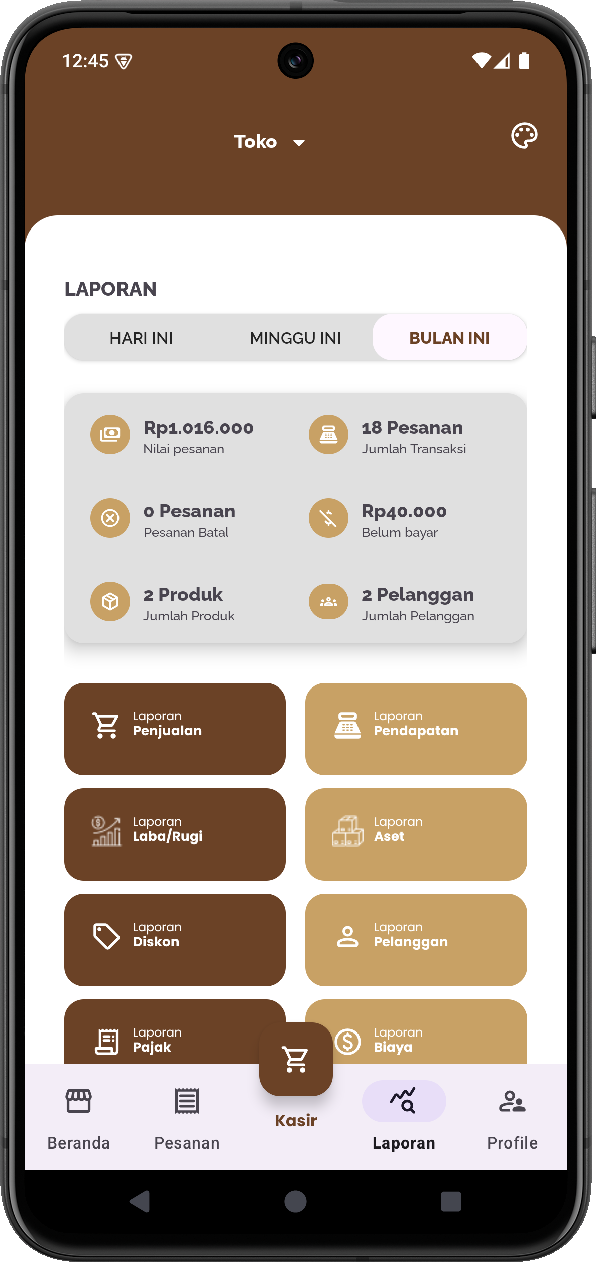 Aplikasi Kasir Toko ITBPOS Laporan